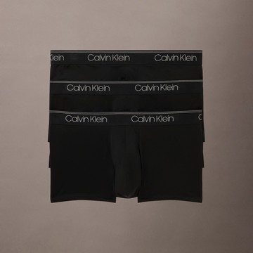 【Calvin Klein】 CK Calvin Klein Logo 低腰貼身短版四角褲 3 件組_黑色