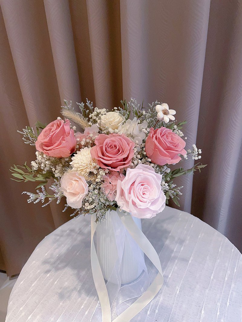 乾燥玫瑰色 永生花捧花 訂婚捧花 登記捧花 結婚捧花 客製捧花