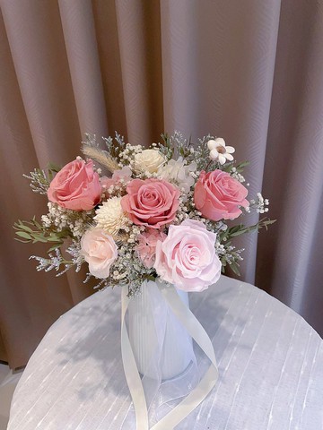 乾燥玫瑰色 永生花捧花 訂婚捧花 登記捧花 結婚捧花 客製捧花