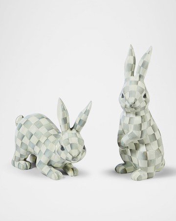 Sterling Check Trophy Bunnies, Set of 2
