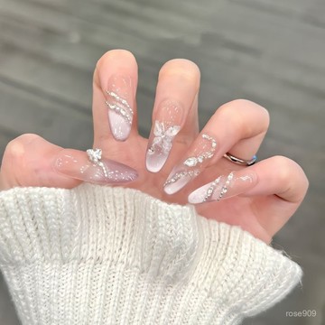 ✨Hannah✨氛圍感絶絶紫溫柔蝴蝶純手工穿戴甲寶山紫色貓眼指甲氣質高級美甲手工穿戴甲 8DLC