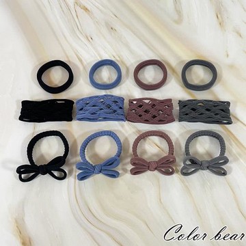 【卡樂熊】基本蝶結織網毛巾圈造型髮束/髮圈