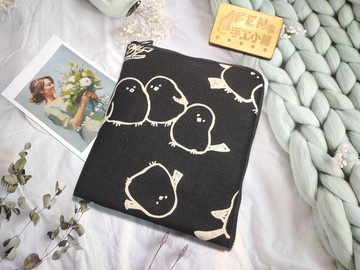 森林系列-日本棉布森林北長尾山雀L型拉鍊袋加鋪棉-電子書保護套