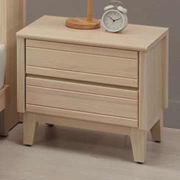 文創集 巴卡1.9尺實木二抽床頭櫃-56x40x52cm免組