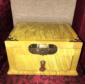 金絲楠木化妝箱大葉金絲楠木珠寶箱首飾盒收納盒婚喜慶禮品1入