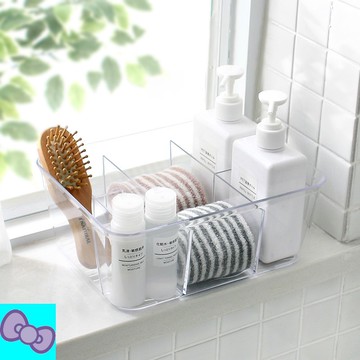 化妝品收納盒 保養品收納 透明壓克力桌上收納盒 桌面置物盒 文具收納盒 浴室收納盒 雜物儲物盒 化妝盒 分格多格整理盒