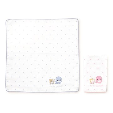 KU.KU 酷咕鴨 可愛緹花紗布小手帕3入(顏色隨機出貨)