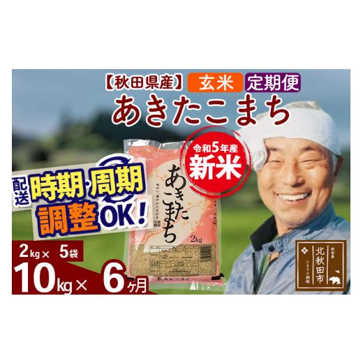 ふるさと納税 秋田県 北秋田市 《定期便6ヶ月》＜新米＞秋田県産 あきたこまち 10kg(2kg小分け袋) 令和5年産 配送時期選べる 隔月お届けOK お米 おお…