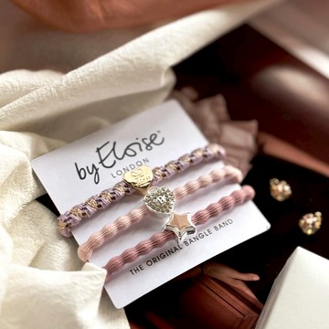 英國 ByEloise London 千鳥織波浪髮圈 溫柔薰粉