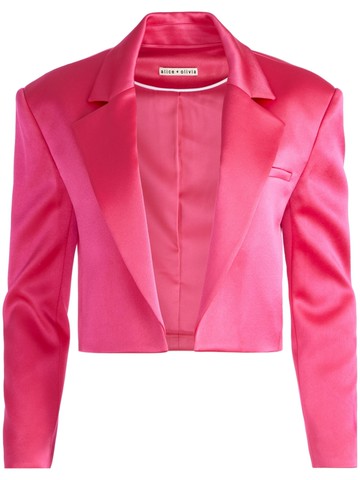 alice + olivia - Shan boxy cropped blazer - women - Polyester/Spandex/Elastane - 2 - Pink