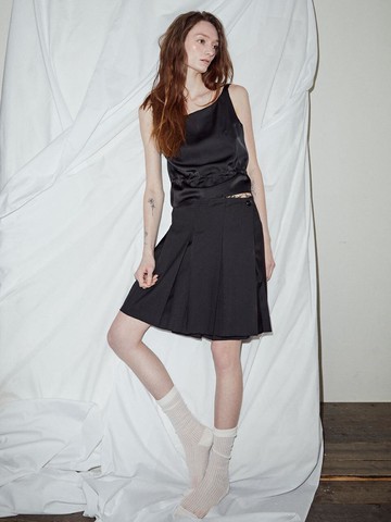 Button Wrap Skirt [Black]