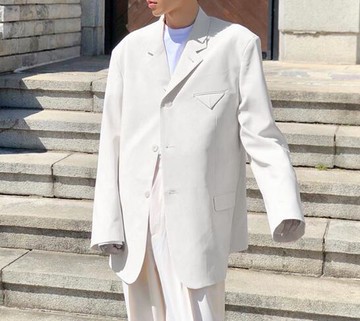 FINDSENSE X  復古時尚寬松休閑寬松 休閑 氣質暗條紋西裝外套