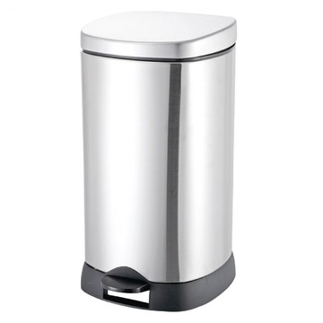 DAY&DAY 日日家居 四方形垃圾桶 12L #430 不鏽鋼桶身/塑膠內桶 緩降腳踏式  W252 X D320 X H450MM  銀色  1個