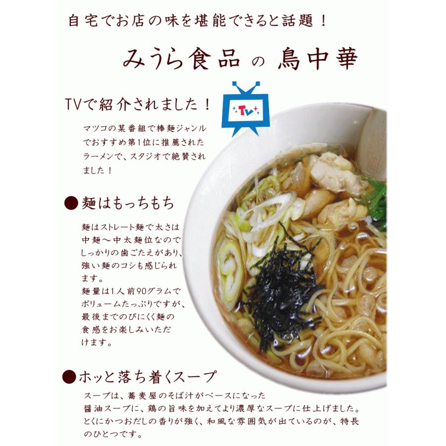 ラーメン 鳥中華 2人前×2袋 計4人前 4セット購入で1セットおまけあり 山形 みうら食品 おためし ポイント消化 1000円ポッキリ 送料込