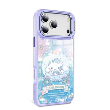 iPhone全系列軍規防摔合金框隱形立架鏡面磁吸殼-馬車大耳狗-紫框