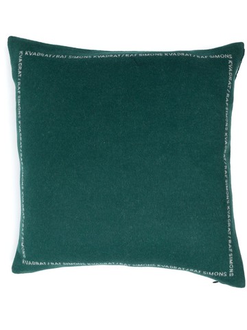 Kvadrat - x Raf Simons logo-border virgin wool cushion - women - Virgin Wool - One Size - Green