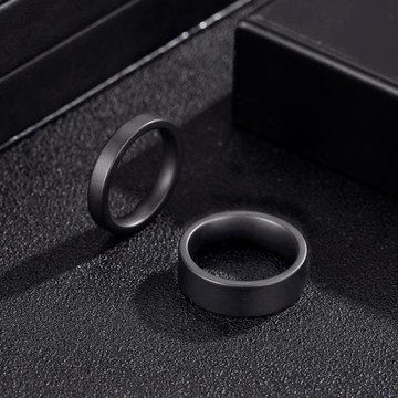 霧面磨砂黑陶瓷戒指男潮牌單身戒指潮流簡約復古男士高級感不掉色