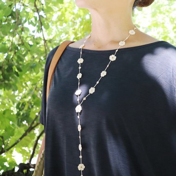 鉤針編織 90 公分綁繩項鍊【Marie】象牙白