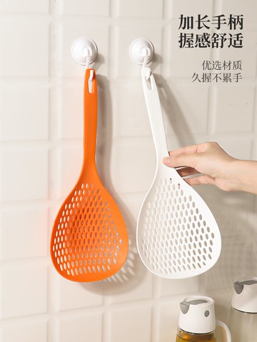 墨色日式耐高溫大號撈面漏勺廚房家用塑料瀝水漏網撈餃子面條勺子