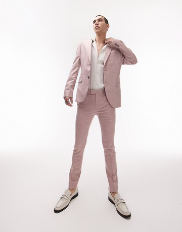 Topman super skinny wedding suit trouser in pink