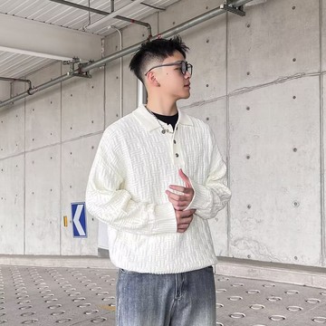 秋冬季韓版輕奢時尚套頭針織衫 寬鬆慵懶風休閒素色男士毛衣