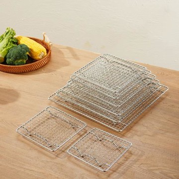 帶腳不銹鋼正方形烤網圍爐煮茶電陶爐配件炭爐網燒烤網加厚加粗網