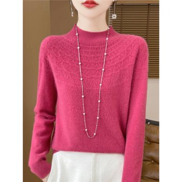 (商場同款)一線羊毛衫女100純羊毛秋冬2025高級感傘形打底衫毛衣