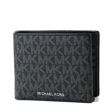 MICHAEL KORS 男款 緹花LOGO防刮八卡短夾/附證件夾-黑色