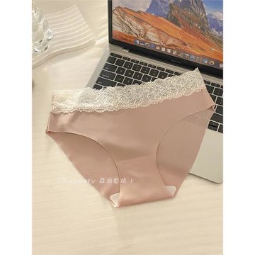 夏日定格~無痕冰絲性感蕾絲輕薄透氣速干抗菌純棉襠內褲女