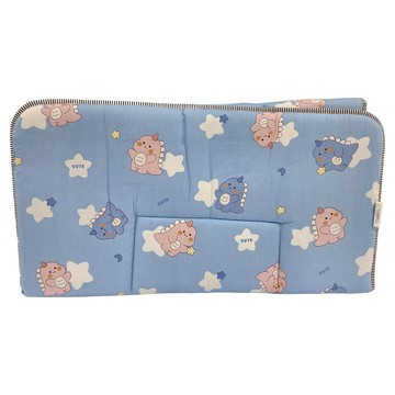 Annette 純棉加厚嬰兒床墊3件組 兒童睡墊 安撫毯 安撫童枕 43x28cm 恐龍星星  藍色  120 x 70cm