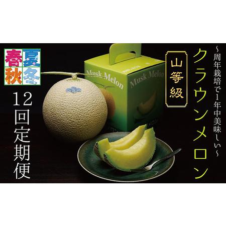 ふるさと納税 数量限定 定期便 12ヶ月 メロン 静岡 クラウンメロン 山等級 1玉 ギフト マスクメロン 果物 フルーツ 贈答 高級 デザート おやつ .. 静岡県袋井市