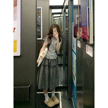 美式休閒運動服套裝女夏季甜美蝴蝶結貓咪修身正肩短袖長褲兩件套小個子服飾