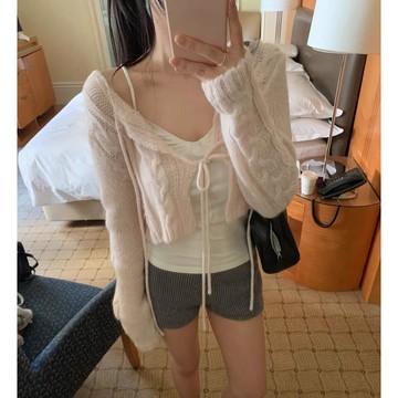 ˏˋ 𝐻𝑒𝑦 𝑆𝑝𝑟𝑖𝑛𝑔 - ̗̀ 🌷⛅️ ̖́‎韓國chic秋季新款ins繫帶披肩百搭開衫 毛衣外套