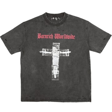 BORNRICH BR0067 COKE CROSS TEE 十字架 水洗破壞 短T (黑色)