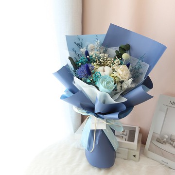 G76藍色系乾燥花束 / 畢業花束 謝師禮