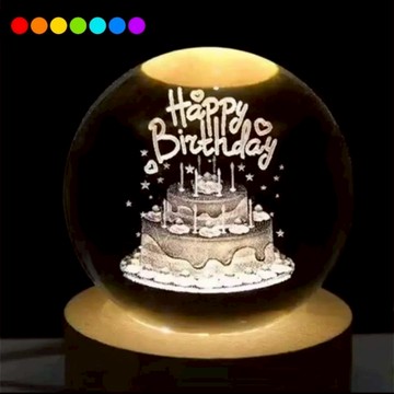 【All Splendid】彩色水晶球裝飾燈 生日蛋糕 氛圍燈 檯燈 床頭燈 臥室燈 生日禮物_廠商直送