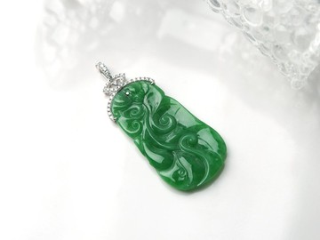 精品收藏 | 天然A貨冰種陽綠翡翠項鍊 / 鉑金 / 真鑽