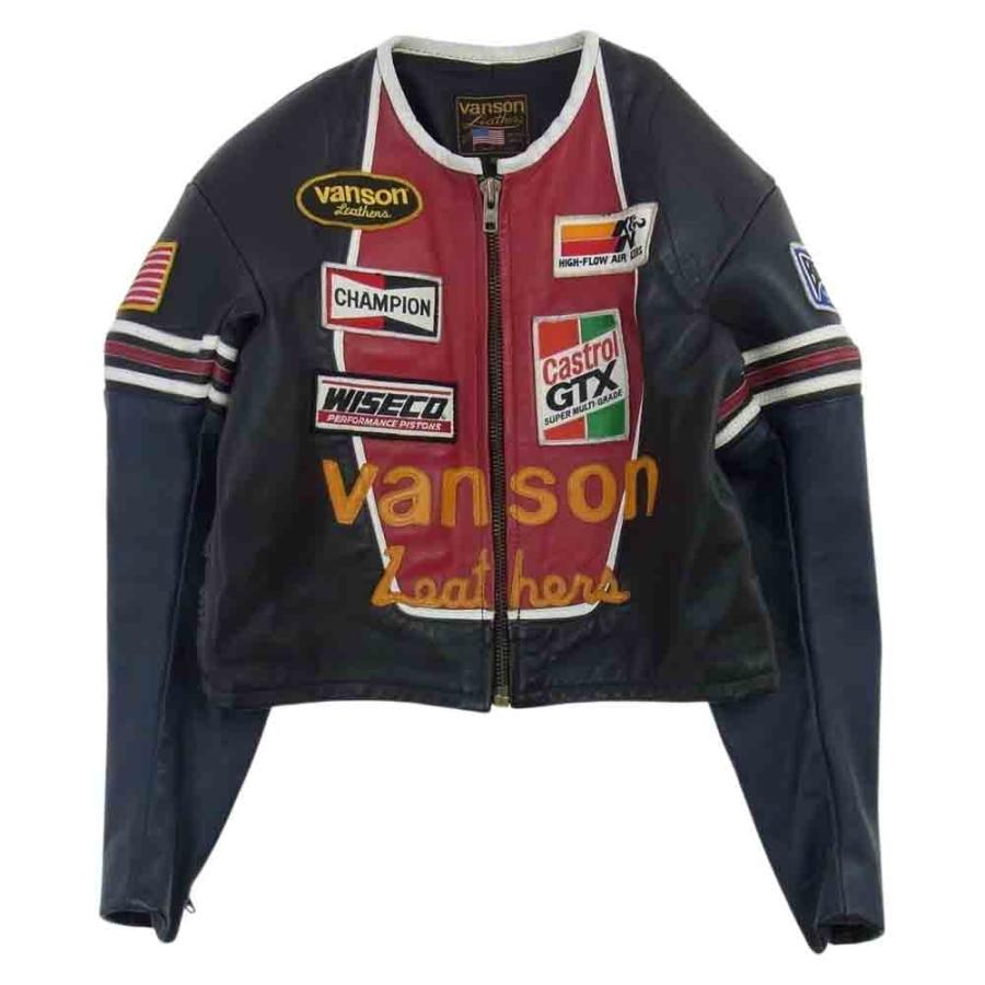 VANSON バンソン RACE JACKET PATCHES ワンスター レザー ワッペン シングル レーシング ライダースジャケット 42【中古】  | LINEブランドカタログ