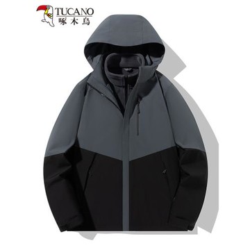 啄木鳥秋冬季沖鋒衣男三合一可拆卸登山服女加絨加厚防水外套潮牌