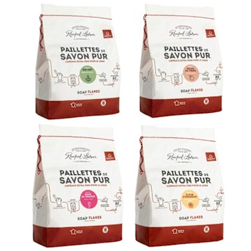 南法香頌歐巴拉朵 750g馬賽皂洗衣皂絲4種香味各1袋+贈試用包3包(共4袋;綠茶/橙花/法國玫瑰/南法甜桃;贈品隨機配送)