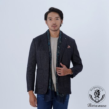 【BARONECE】簡約機能條紋休閒獵裝_藍(210201-09)