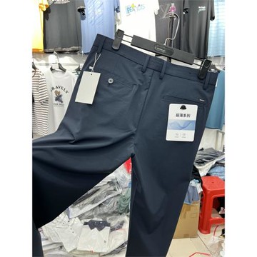 柜貨剪標夏季薄款休閑褲高彈力商務通勤爸爸裝軟糯修身男士長褲子