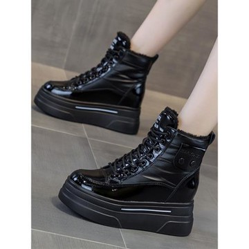 內增高雪地靴女松糕底新款冬季小個子女士加絨保暖大棉短靴馬丁靴