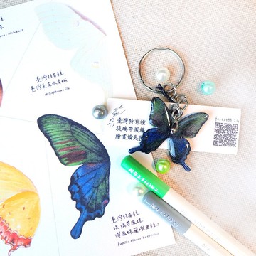 臺灣特有種 琉璃帶鳳蝶 繪畫鑰匙圈