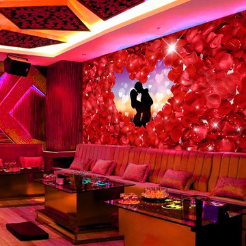浪漫愛情主題KTV包廂墻紙酒店婚慶房背景墻面裝飾壁畫情侶房壁紙