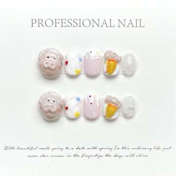 💟加一手工甲💅🏻【原創實拍】十二生肖豬原創實拍手工穿戴甲可愛風豬手工捏造造型純手工穿戴甲 T376