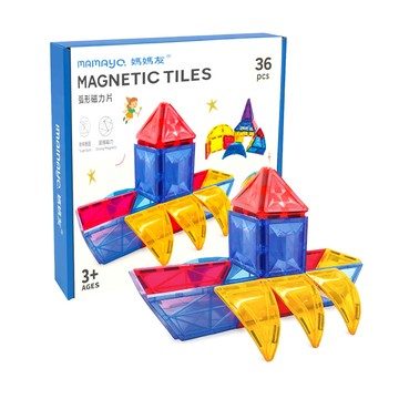 mamayo 星鑽透光弧形磁力片套組36pcs(拼圖/建構/開放式玩具/教具/附教學書)