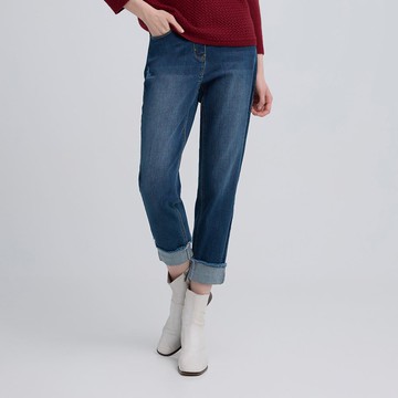 ILEY伊蕾 街頭酷感刷破九分牛仔褲(藍；M-XL)