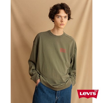Levis Red 工裝手稿風復刻再造 男款 長袖T恤 橄欖綠