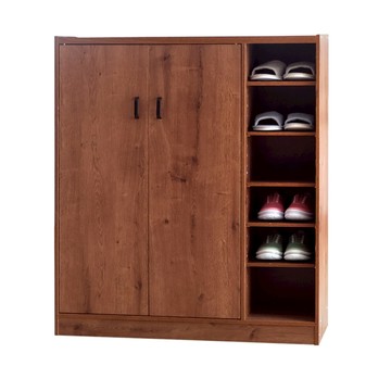EASY HOME | 浮雕胡桃木收納雙門六格鞋櫃- 3785BR 收納 收納櫃 置物櫃 日本熱銷 MIT 台灣製